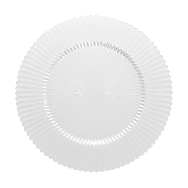 Different Look - Charger 13" (12/rack) <p>The Charlotte Clear Charger Plate draws inspiration from intricate gothic architecture. Its molded glass facets create a stunning interplay of light and shadow, adding texture and sophistication to any table setting. Ideal for weddings, formal dinners, and elegant events, this glass charger plate combines timeless beauty with functional design. </p> Perfect for event planners, caterers, and venues, Charlotte transforms tablescapes with its tactile elegance and dramatic visual appeal. Add it to your next event for a memorable dining experience. Rent now to bring this masterpiece to your South Florida celebration!